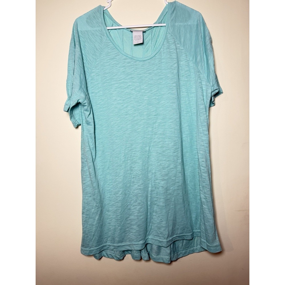 Soft Surroundings 1x Solid Basic Blue Tee Shirt Casual Summer Coastal
